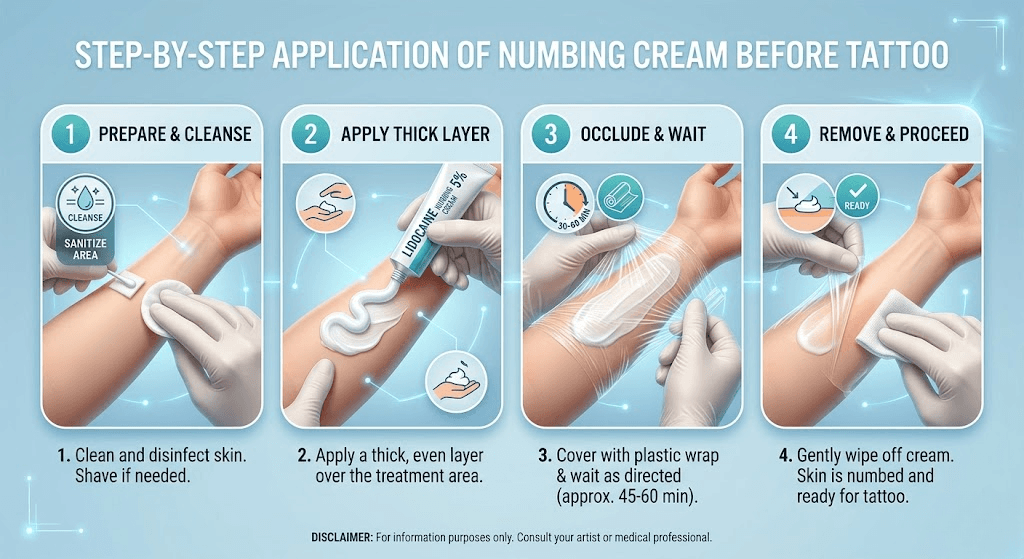 steps to apply tattoonumbing cream