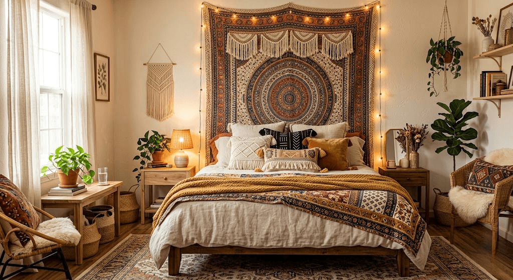 diy headboards ideas using tapestry