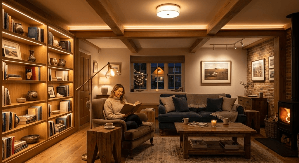 diy lighting ideas by using layered lighting to make room feel cozy