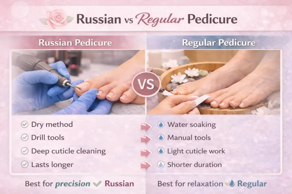 Russian Manicure vs Regular Manicure and Pedicure