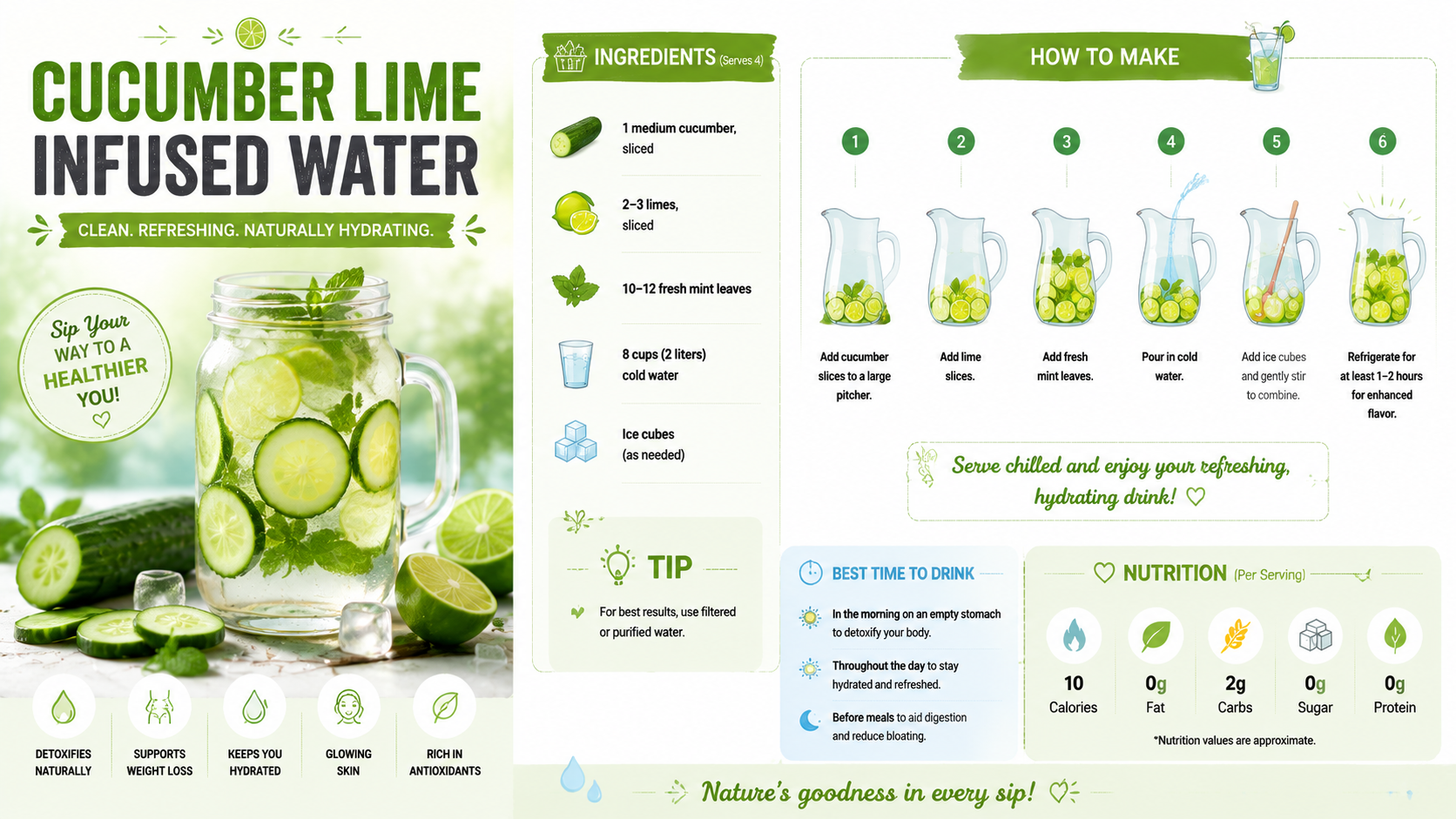 Cucumber Lime Infused Water for summer drink recipes