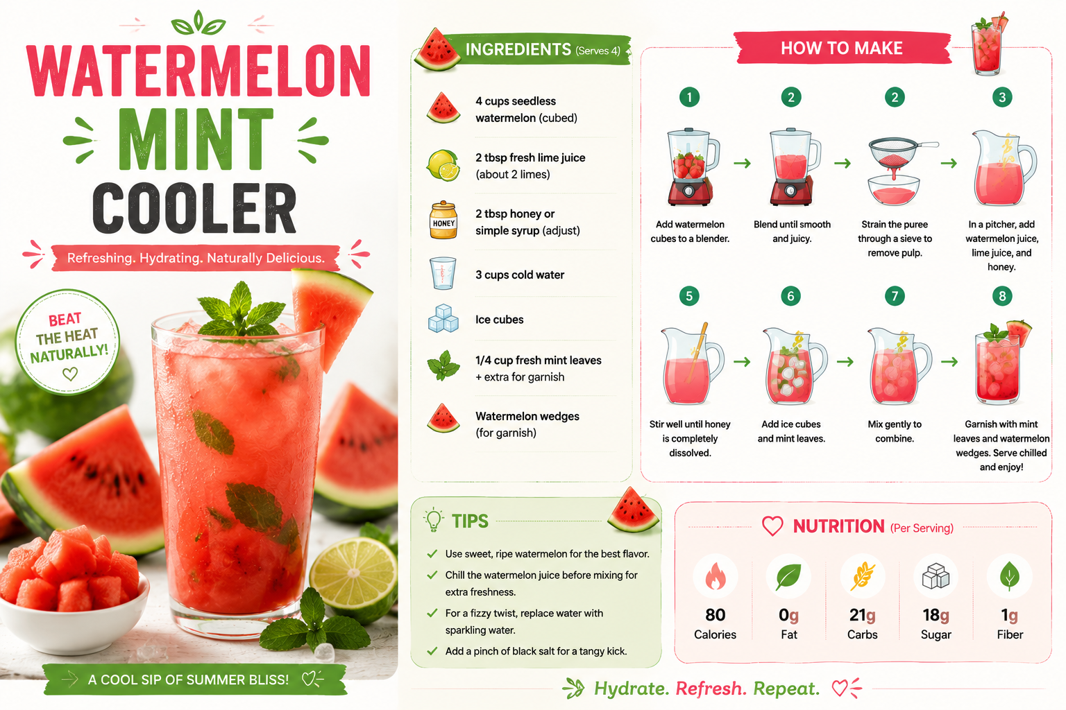 Watermelon Mint Cooler for summer drink recipes