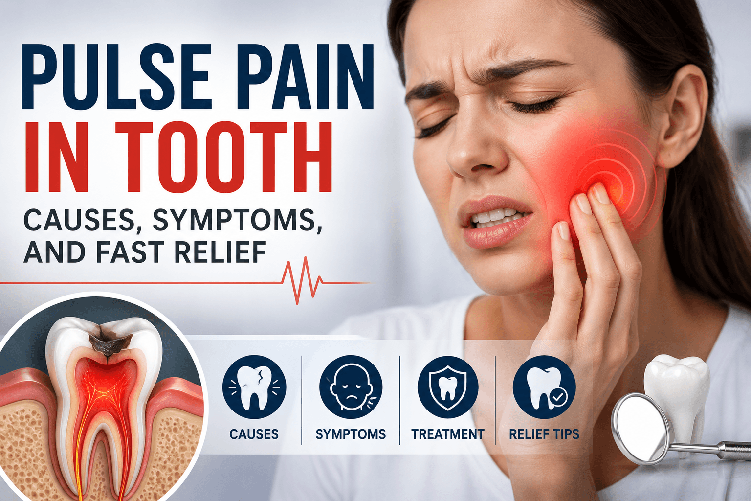 infographics showing pulse pain in tooth and its causes