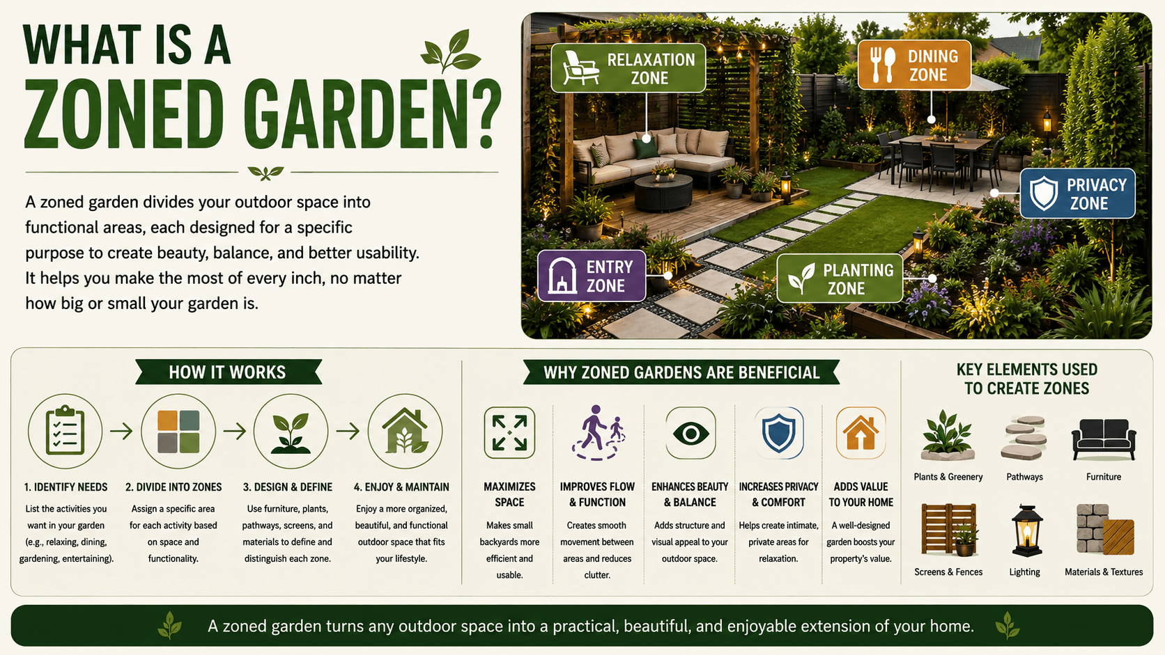 infographics showing what is a zoned garden