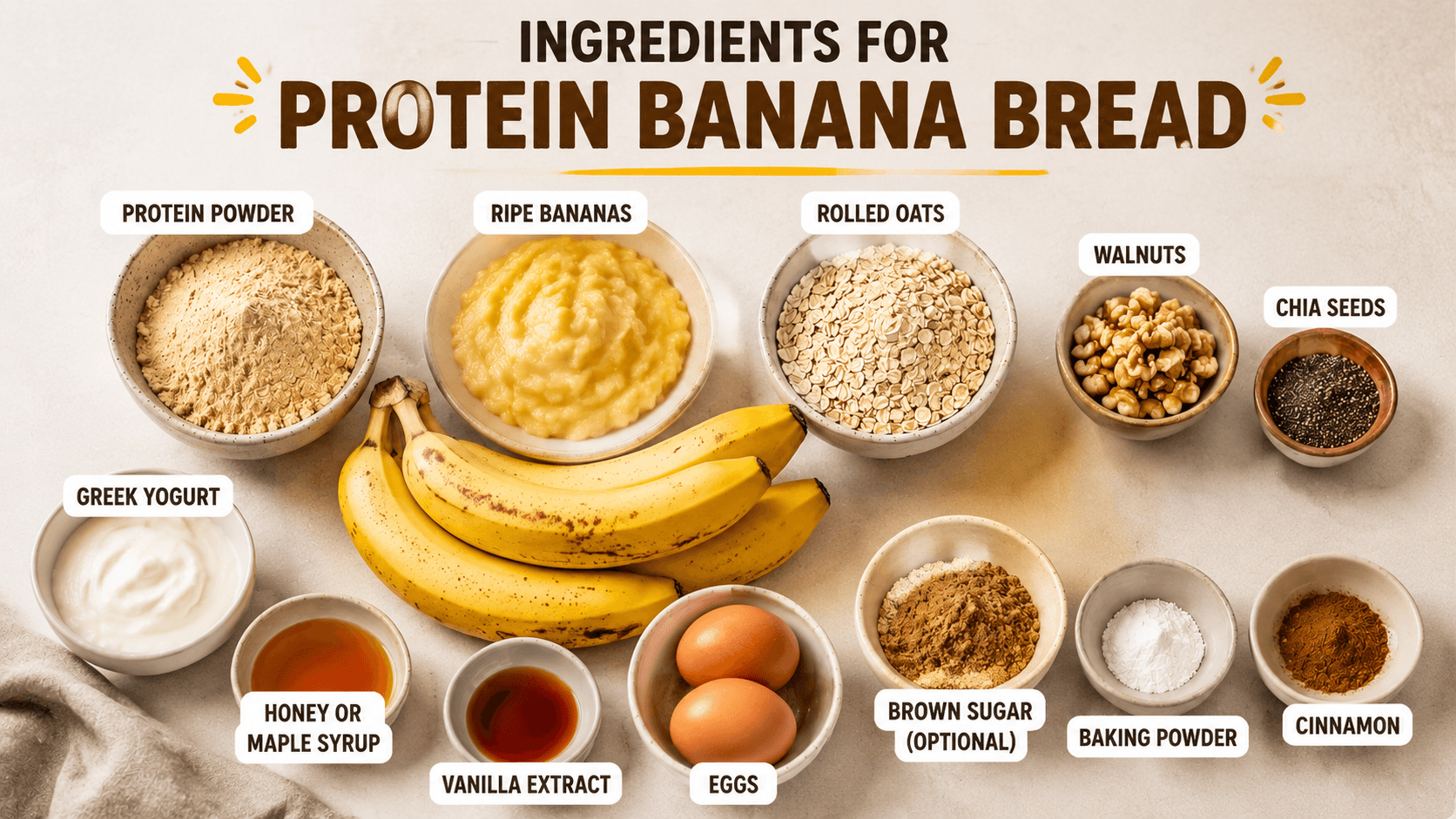 Ingredients for Protein Banana Bread