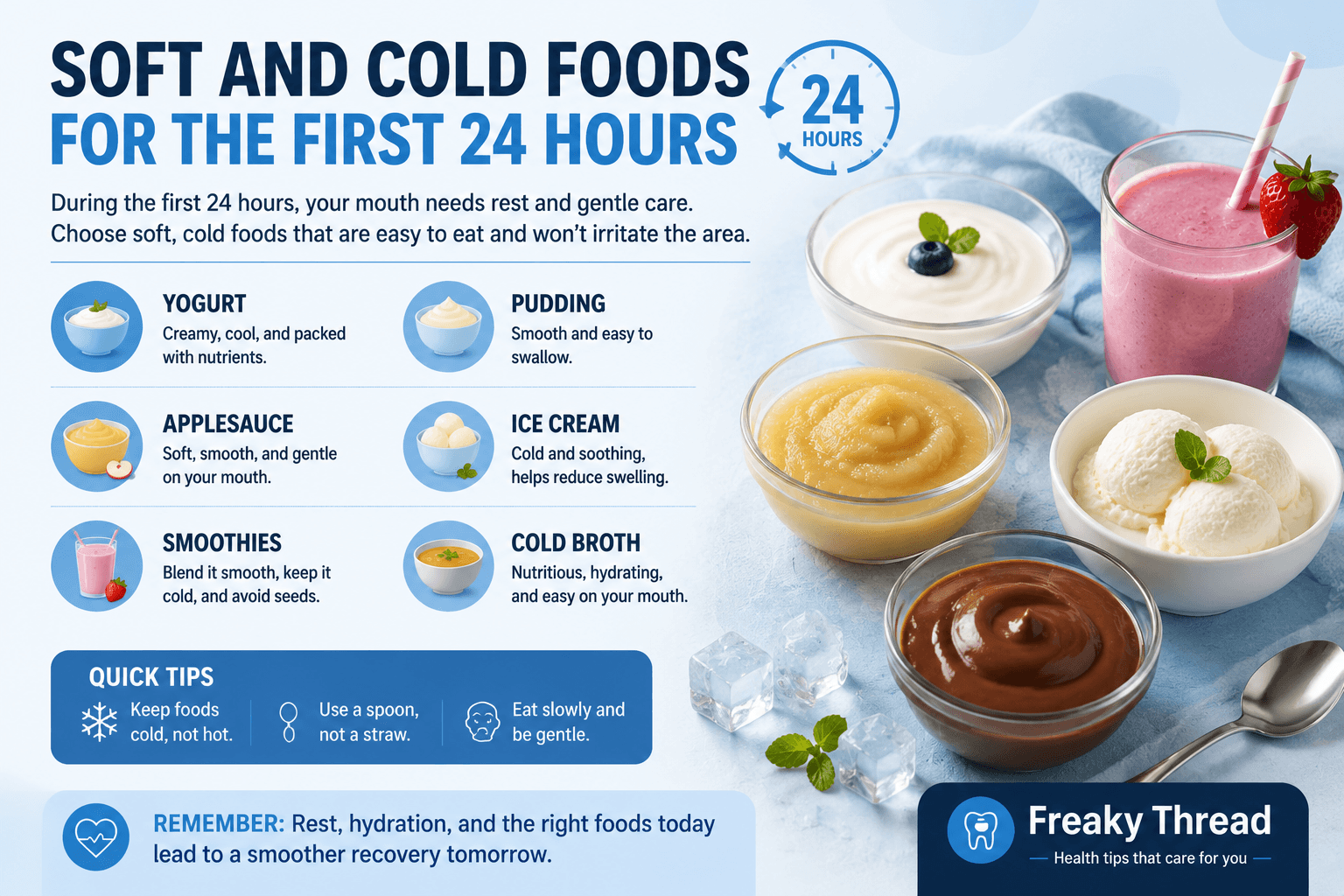 Soft and Cold Foods for the First 24 Hours