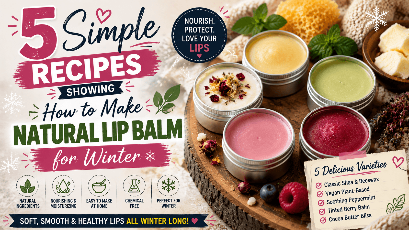 5 Simple Recipes Showing How to Make Natural Lip Balm for Winter