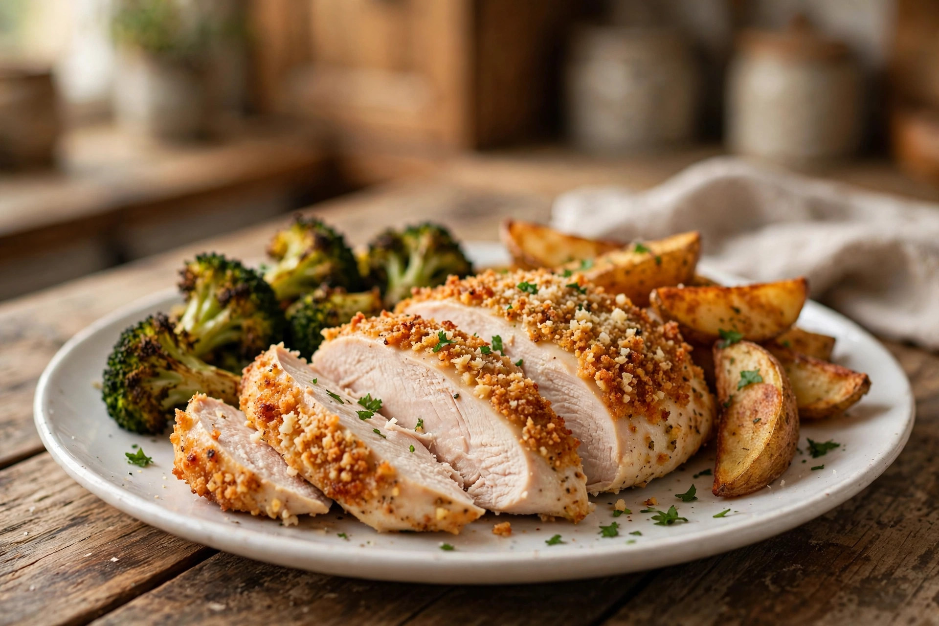 Garlic parmesan chicken breast plate