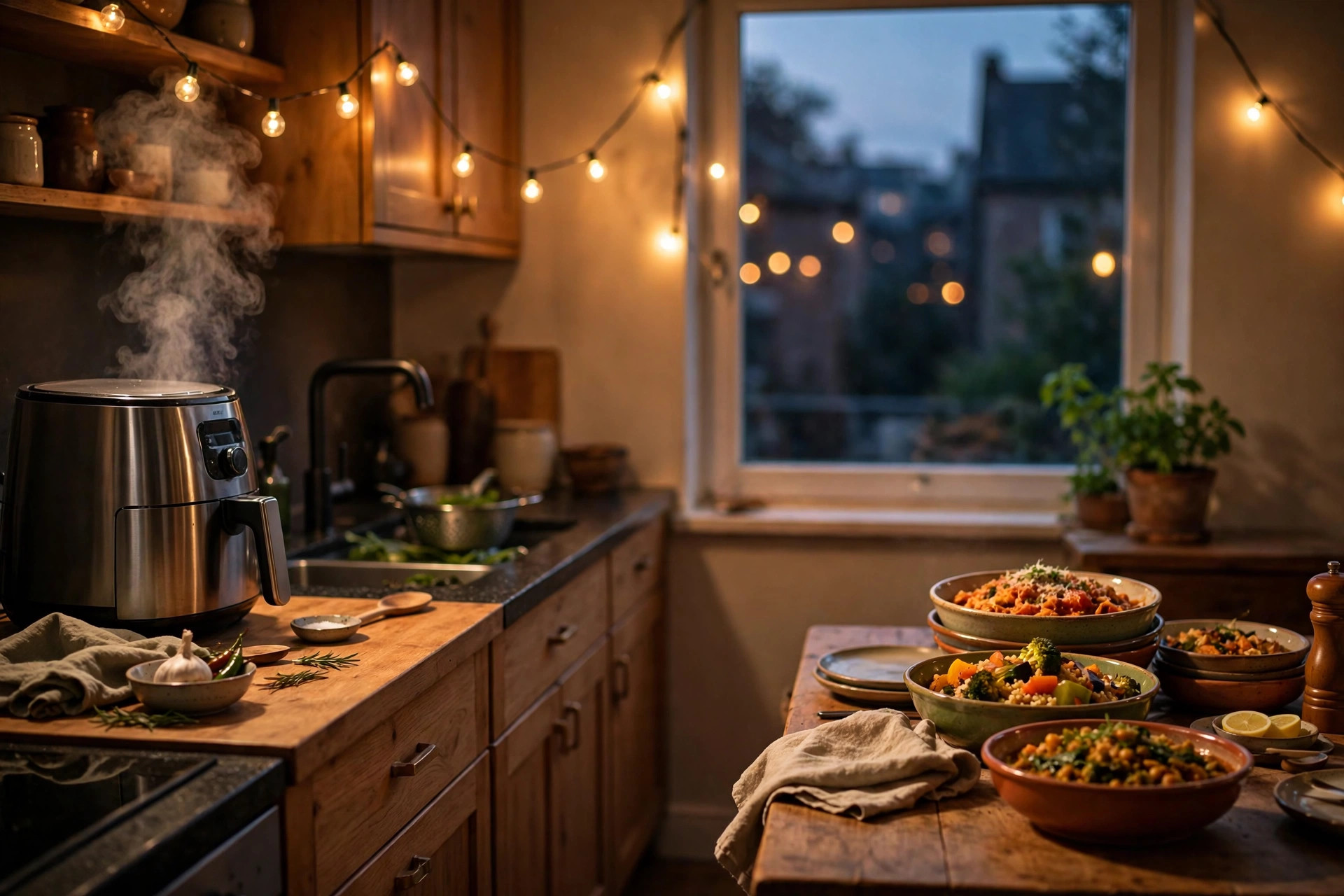 Cozy weeknight kitchen scene