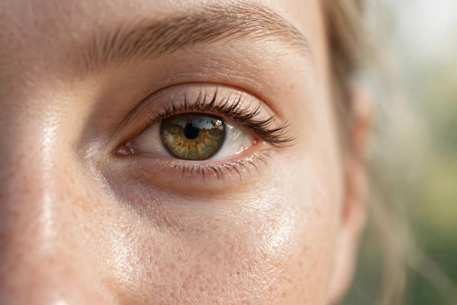 Close up of finished natural looking lash clusters in daylight