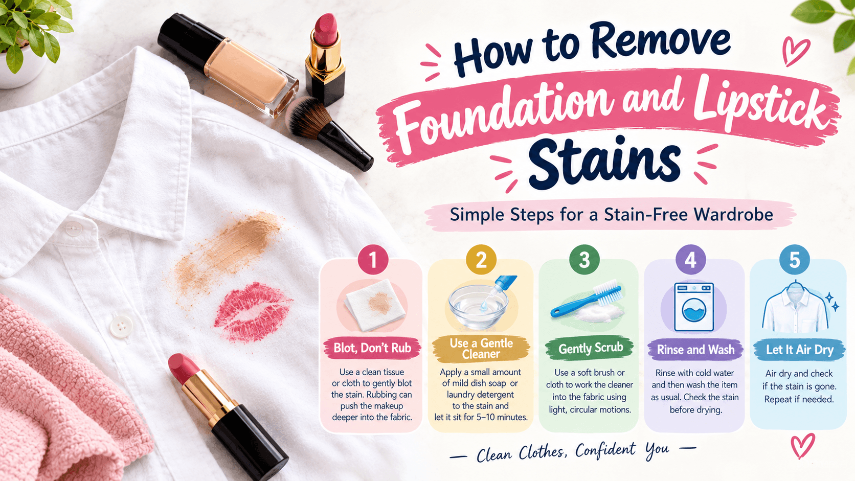 How to Remove Foundation and Lipstick Stains